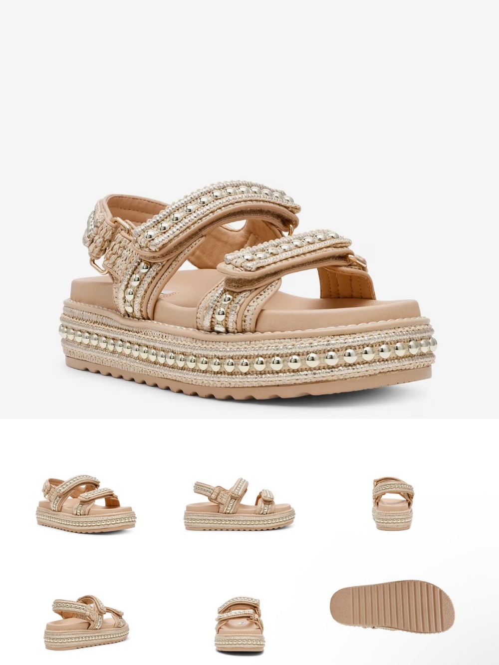 Steve Madden Gold Raffia BigMona Sandals sz 6 NWT
